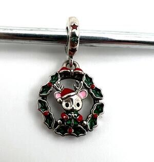 New Christmas Reindeer Wreath Charm for European Bracelet
